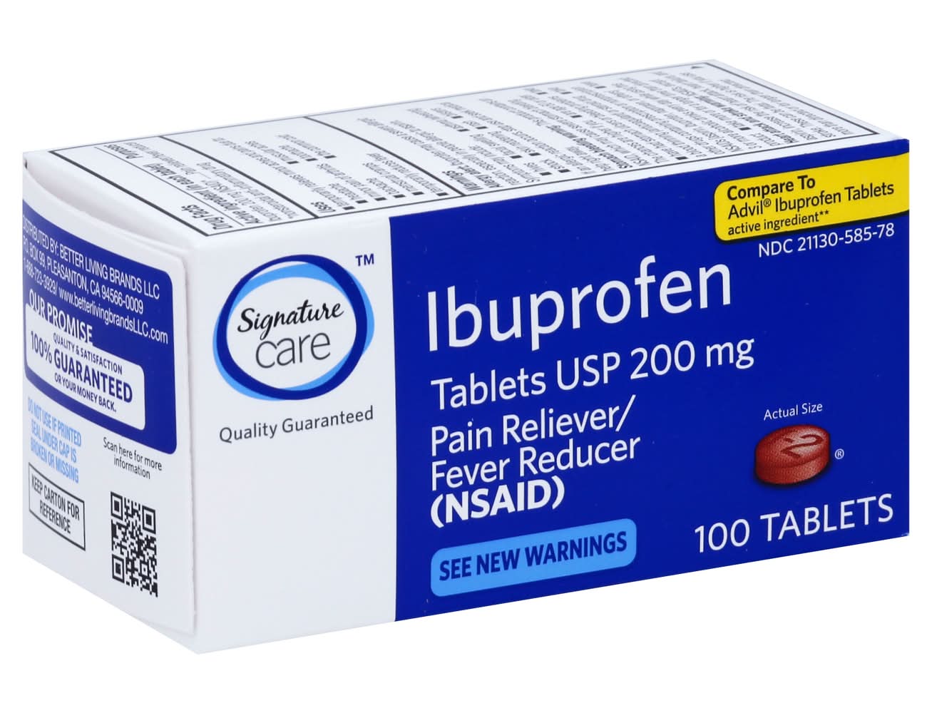 Signature Care Ibuprofen Usp 200 mg Pain Reliever Fever Reducer Tablets (100 ct)