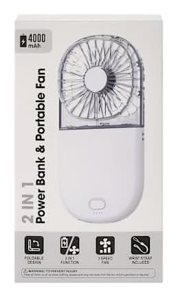 Power Bank & Portable Fan 2-In-1 White