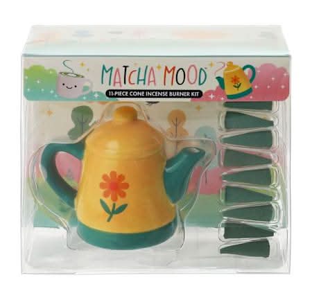 Matcha Mood™ Cone Incense Burner 11-Pack Kit Tea Pot
