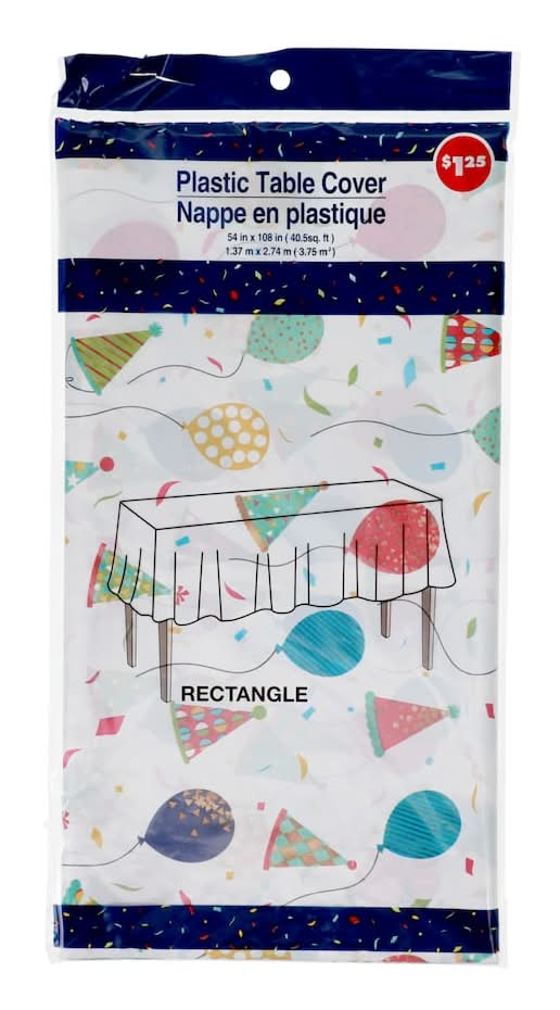 Plastic Table Birthday Cover, 54x108 in, Navy Blue