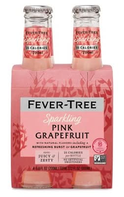 Fever-Tree Sparkling Mixer Soft Drink, Pink Grapefruit (4 x 6.8 fl oz)