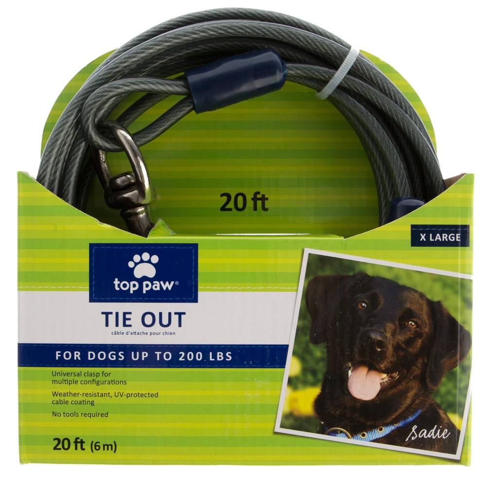 Top Paw Dog Tie Out (20 ft-x large/grey)