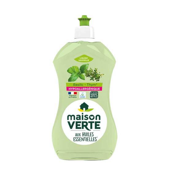 Maison Verte Liquide Vaisselle - Ultra dégraissant - Aux huiles essentielles - Ecolabel - Ecologique 500ml