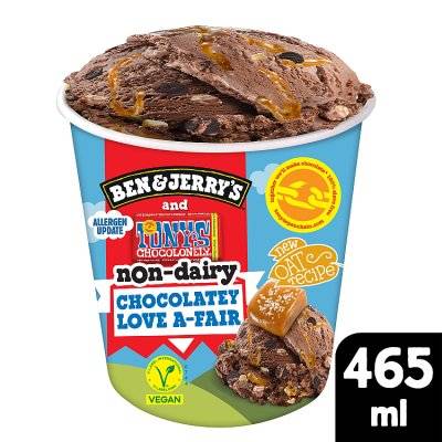 Ben & Jerry's Chocolatey, Tony's Non-Dairy Love A-Fair Ice Cream (465ml)