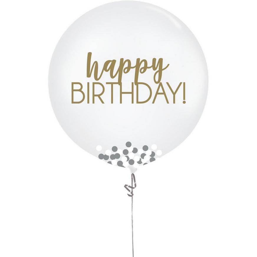 Amscan Confetti Birthday Balloon ( 24 in/silver - gold)