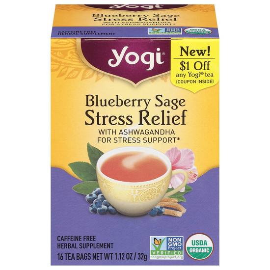 Yogi Sage Stress Relief Tea (1.12 oz) (blueberry & rose )