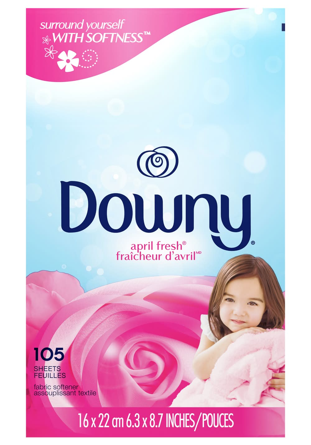 Downy April Fresh Fabric Softener Dryer Sheets, April Fresh, 6.3x8.7 in (105 ct)