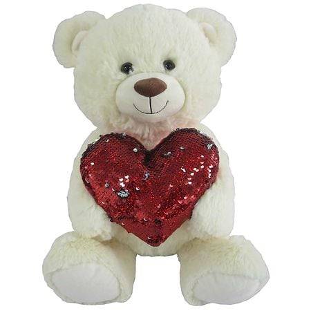 Hug Me White Bear with Heart - 1.0 ea