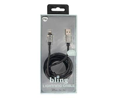 Black Braided Bling Lightning 6' Cable