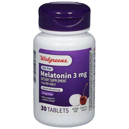 Walgreens Dye-Free Melatonin 3 mg Cherry (30 ct)