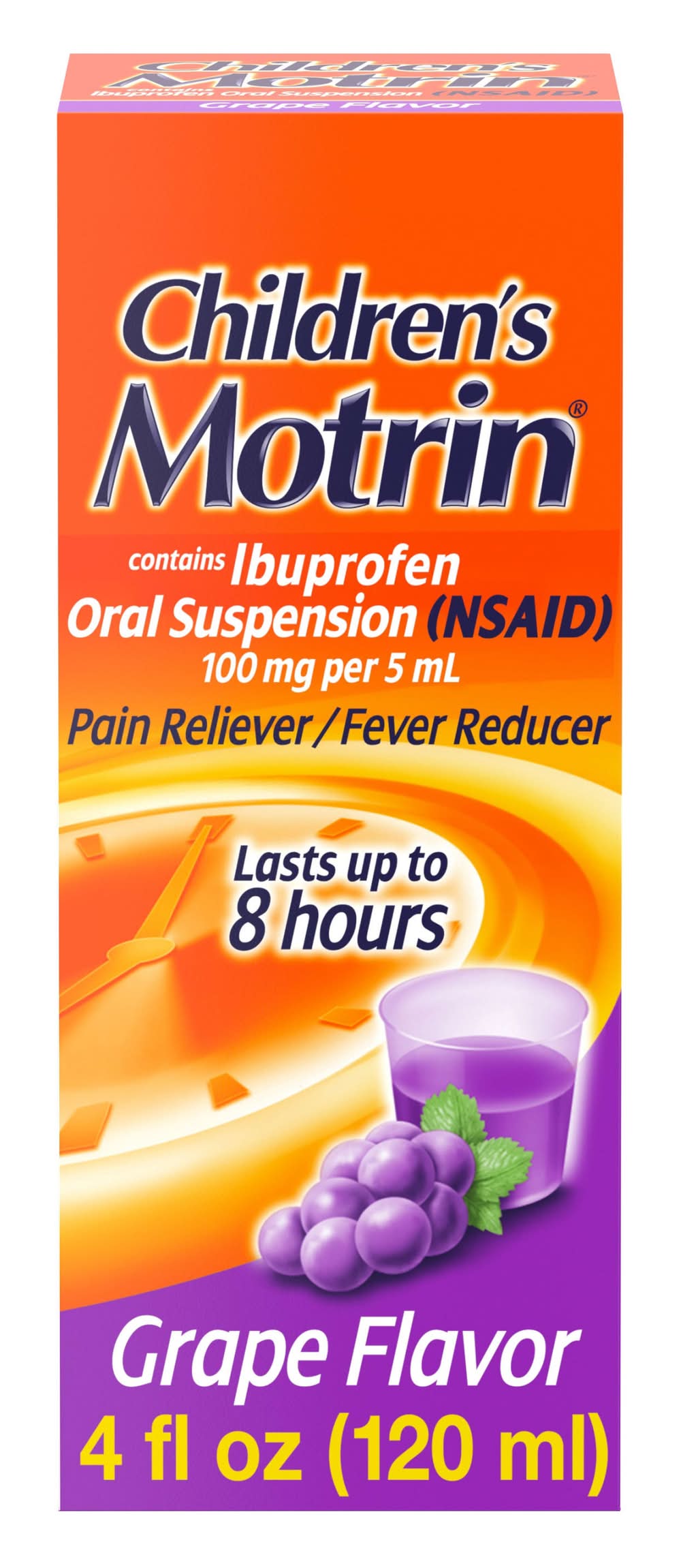 Motrin Children's Oral Suspension Pain Reliever Fever Reducer, Grape (4 fl oz)