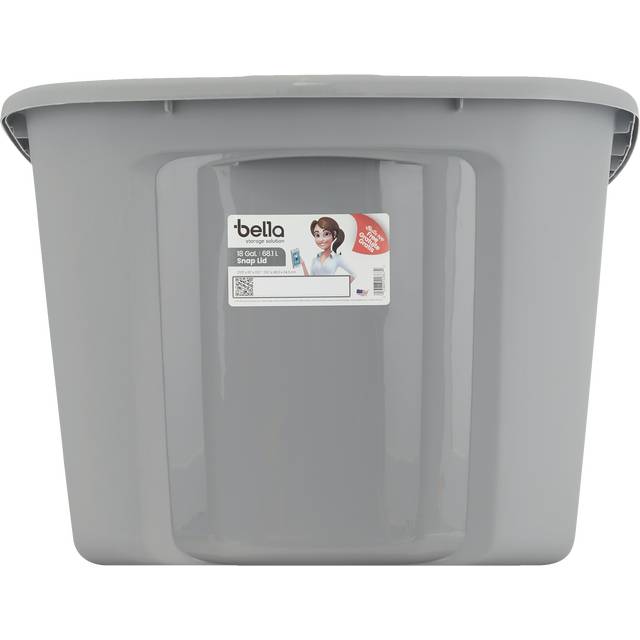 Bella Storage Solution Gray 18 Gal. Bin With Snap Lid