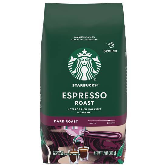 Starbucks Espresso Dark Roast Ground Coffee (12 oz)