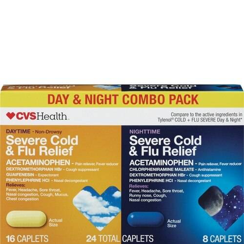 CVS Health Severe Cold & Flu Relief Day & Night Combo pack Caplets (24 ct)