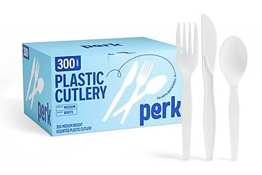 Perk All Sets Plastic Cutlery Forks, White (300 ct)