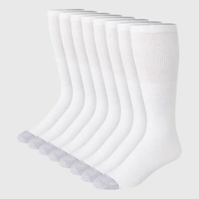 Hanes Red Label Cushion Over-The-Calf Tube Socks, Men, White (8 ct)