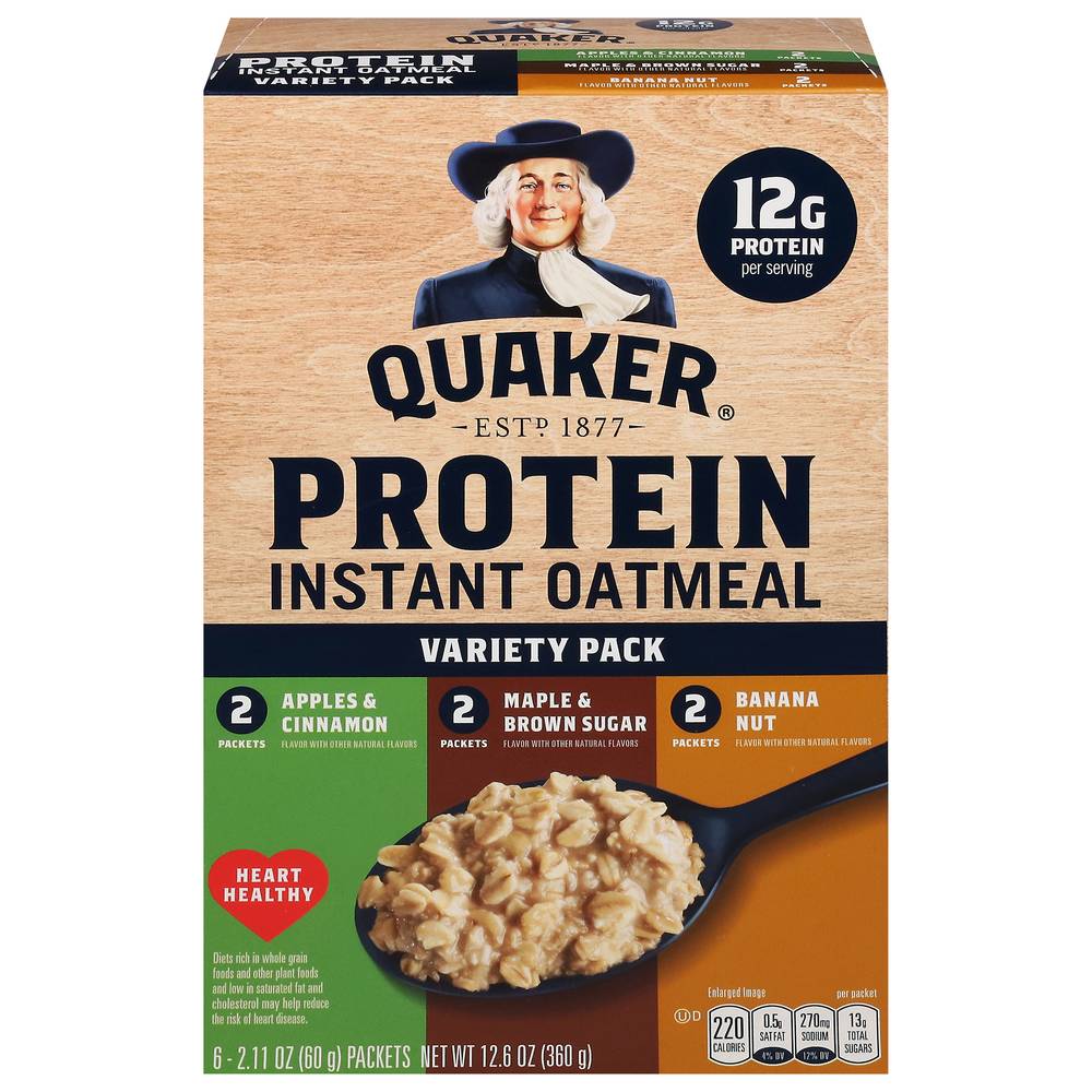 Quaker Protein Instant Oatmeal, Maple-Brown Sugar (2.11 oz, 6 ct)