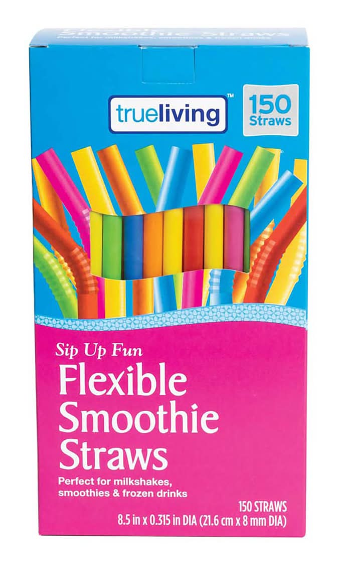 True Living Flexible Smoothie Straws, 8.5x0.315 in (150 ct)