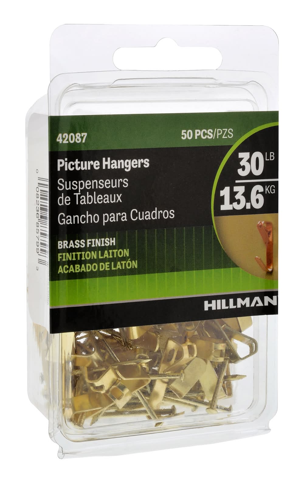 Hillman Brass 30-lb Capacity Hanging hooks and nails 50 - Pack