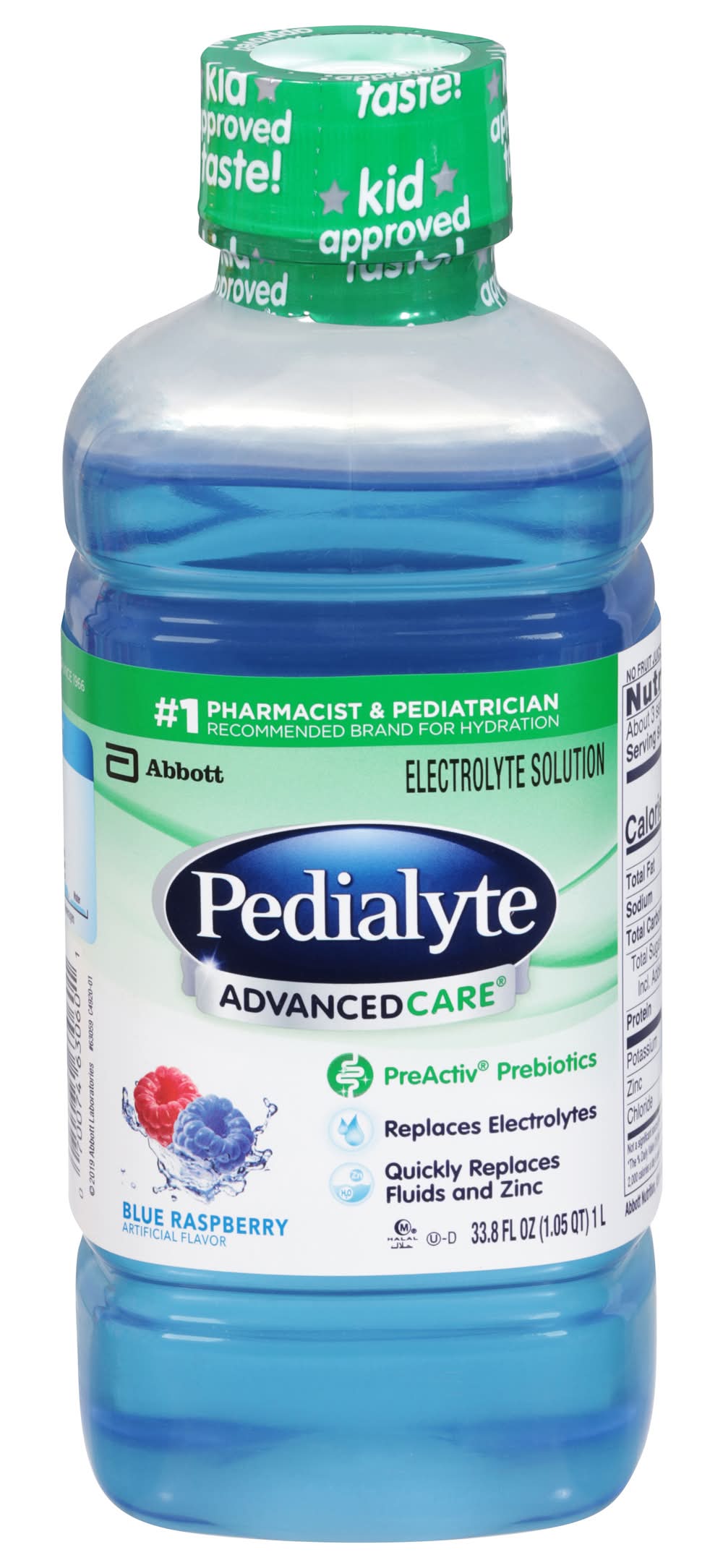 Pedialyte Advanced Care Immune Support Electrolyte Solution, Blue Raspberry (33.8 fl oz)