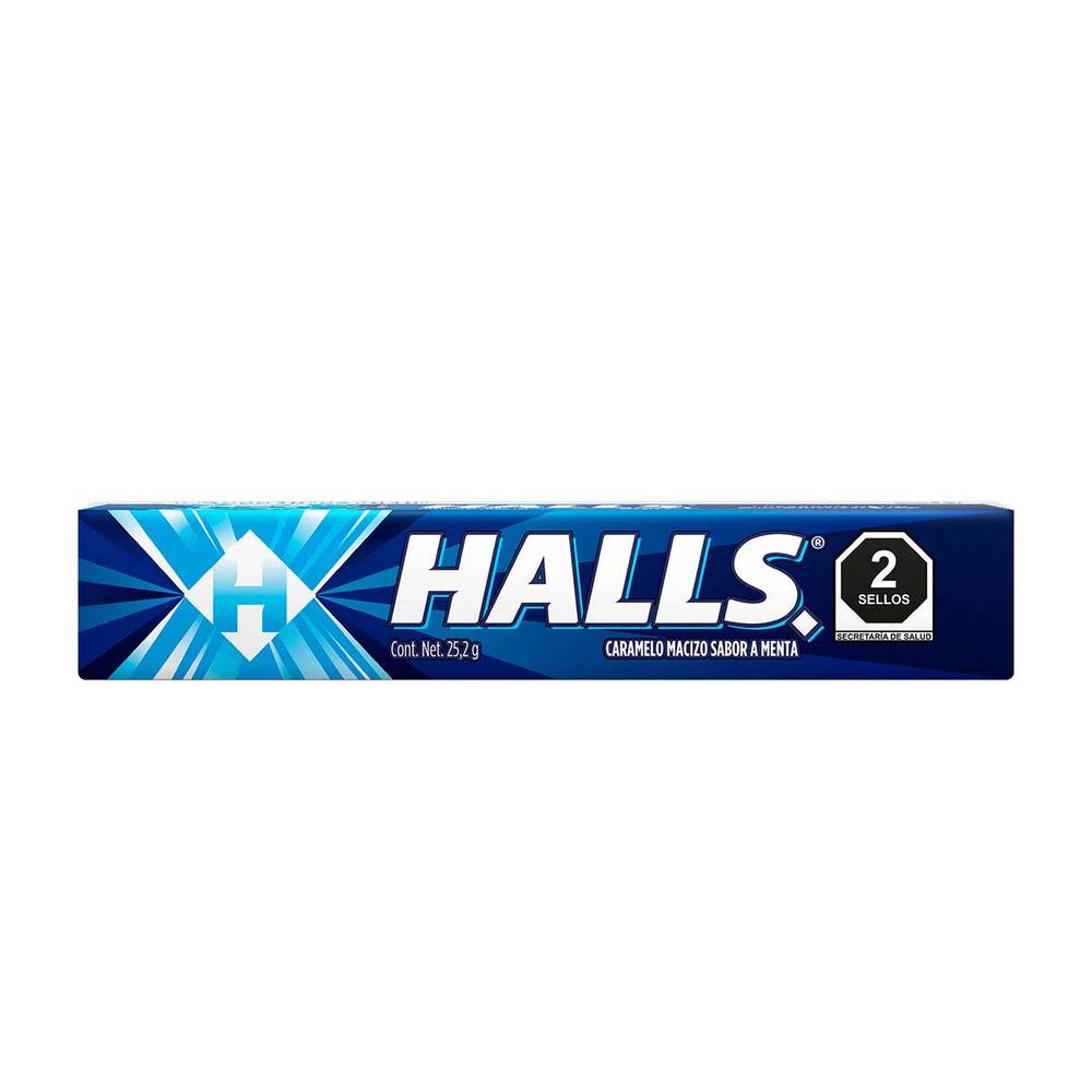 Halls caramelo macizo sabor menta (paquete 9 piezas)