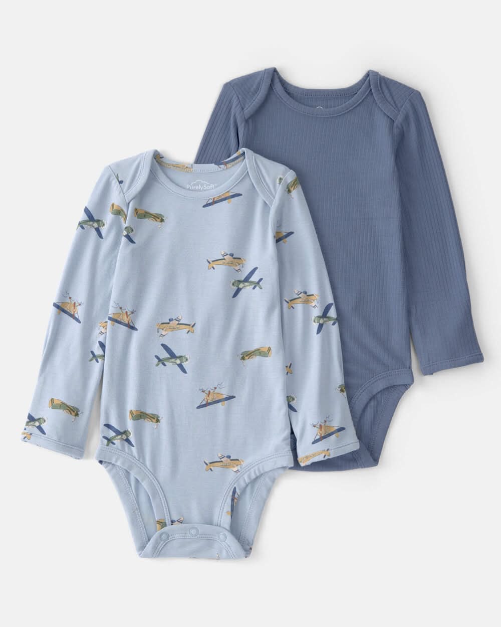 Baby Boy 2-Pack Plane PurelySoft Bodysuits - Blue - 24M