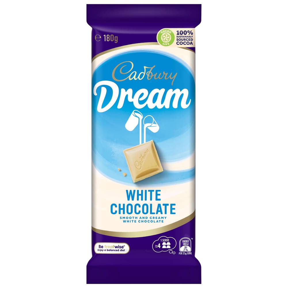 Cadbury Dream White & Creamy Chocolate Bars, Vanilla (180g)