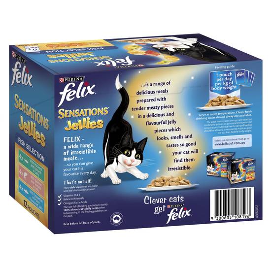 Felix Adult Sensation Jellies Fish Selection Wet Cat Food (12 Pack) 85g