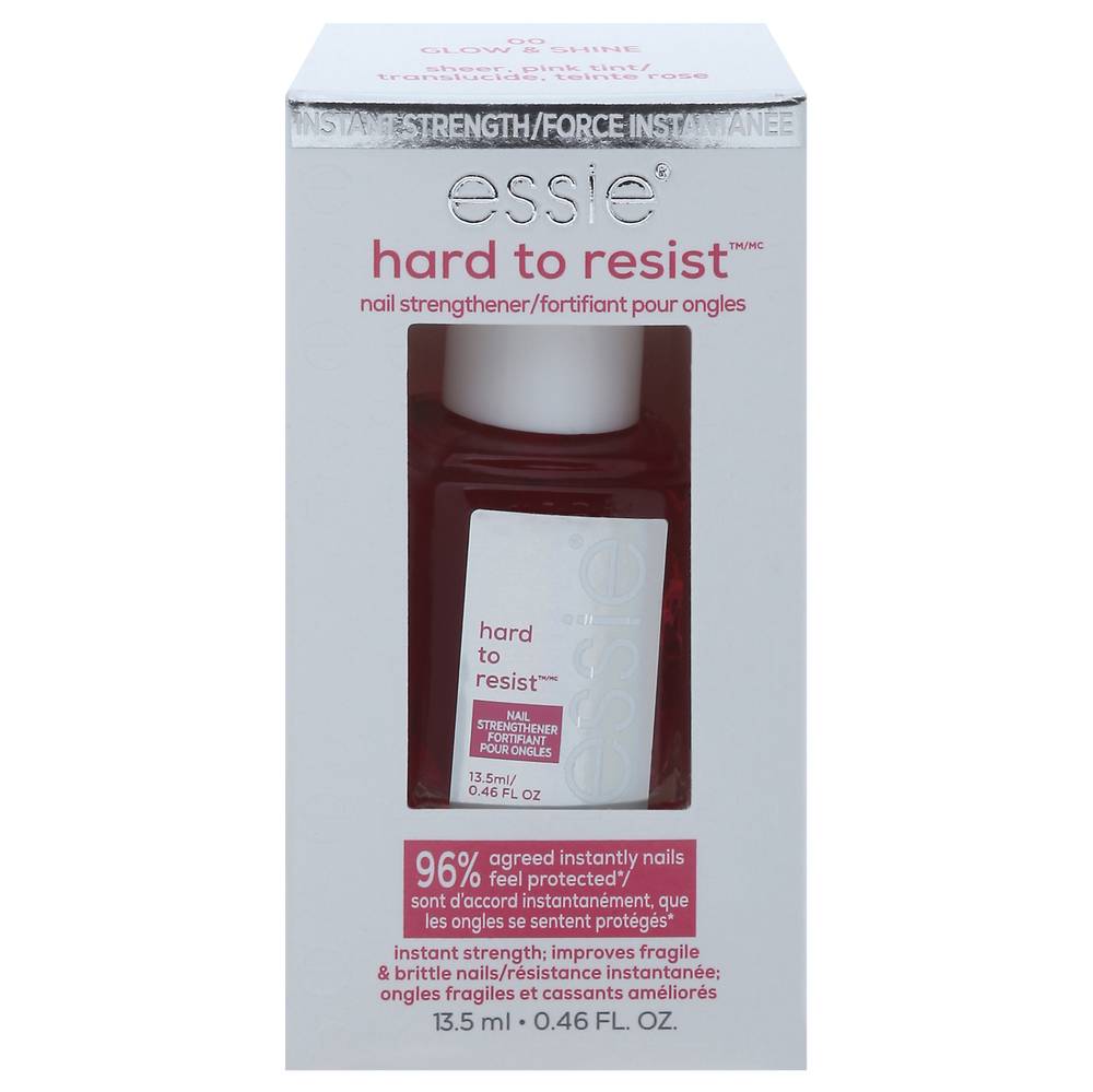 Essie Hard To Resist Nail Strengthener (glow and shine, pink tint)