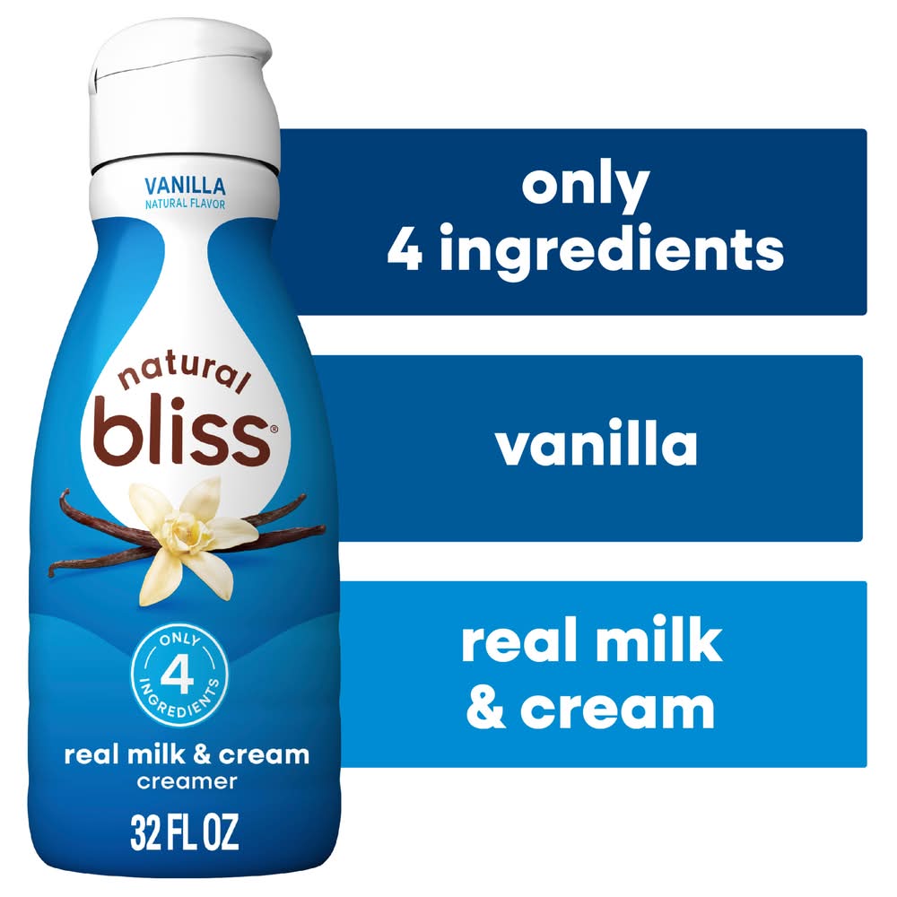 Natural Bliss Real Milk & Cream Liquid Coffee Creamer, Vanilla (32 fl oz)