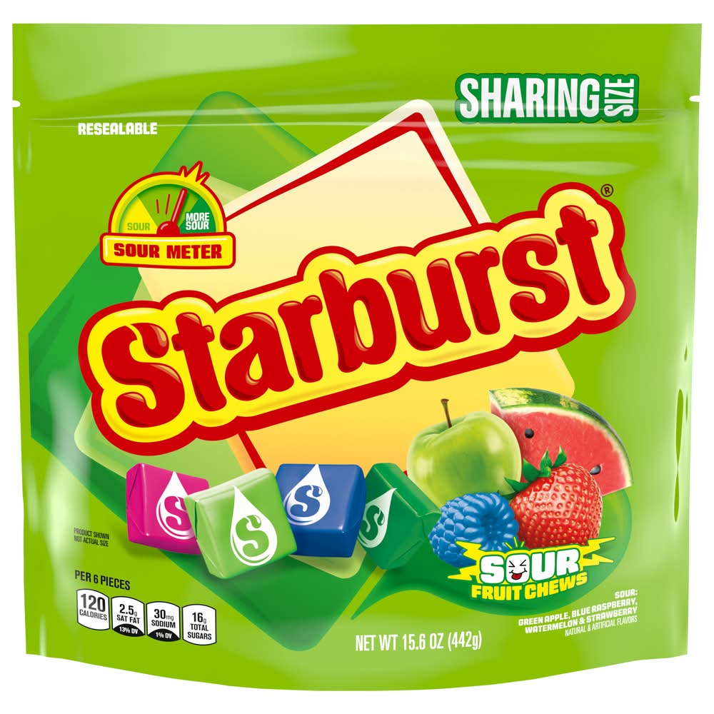 Starburst Fruit Chews Chewy Candy Sharing Size, Sour (15.6 oz)