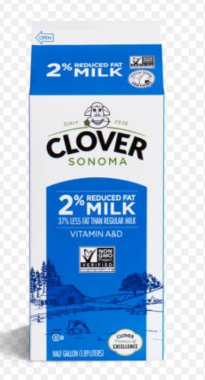 Clover - 2% Reduced Fat Milk - Half Gallon
