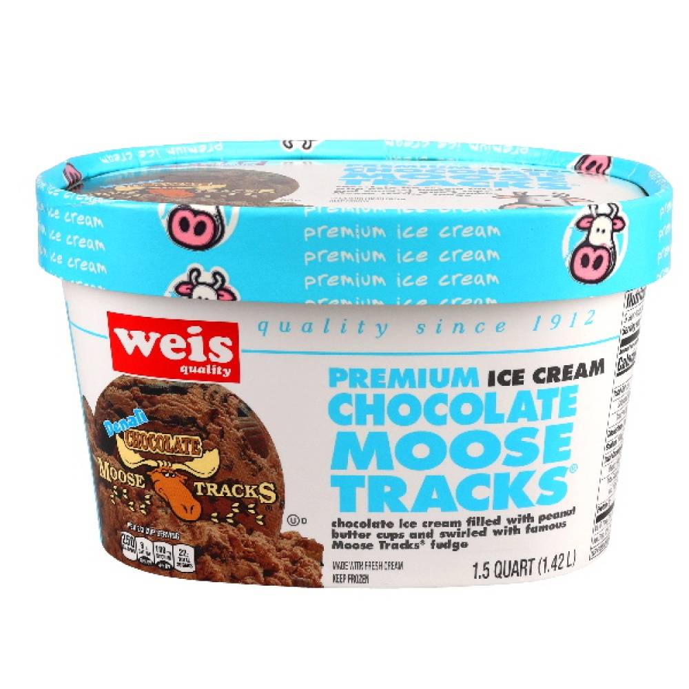 Weis Quality Premium Ice Cream, Chocolate Moose Tracks (1.5 qt)