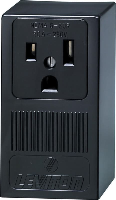 Leviton 50 Amps 250 V Black Outlet 6-50R 1 Pk