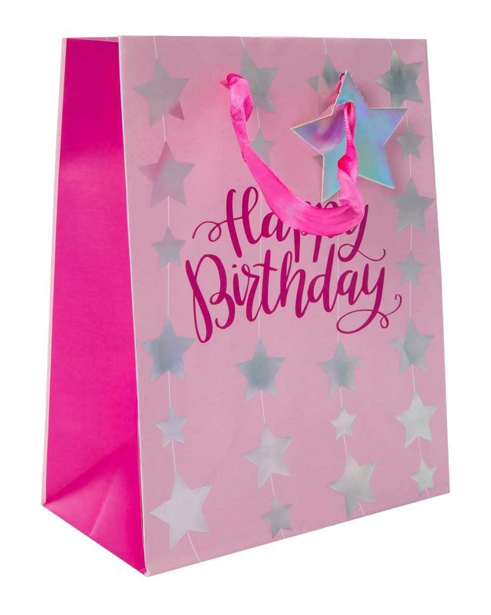 Medium Printed Gift Bag Pink Star