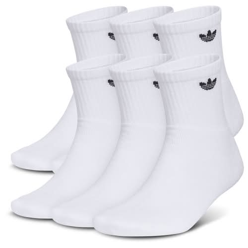 Adidas Womens Originals Trefoil 6 Pack Quarter Socks - White/White Size L