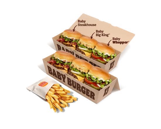 2x Baby Burger Box mit 1x King Pommes