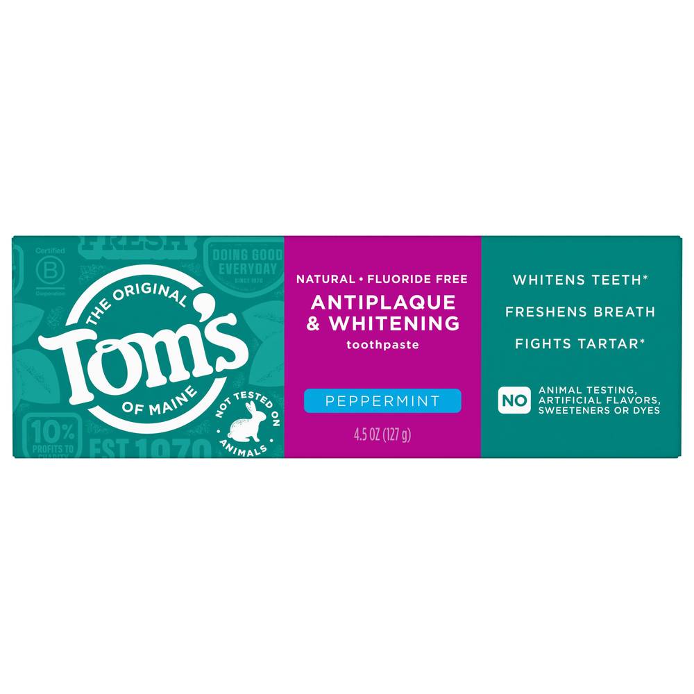 Tom's of Maine Antiplaque & Whitening Toothpaste, Peppermint (4.5 oz)