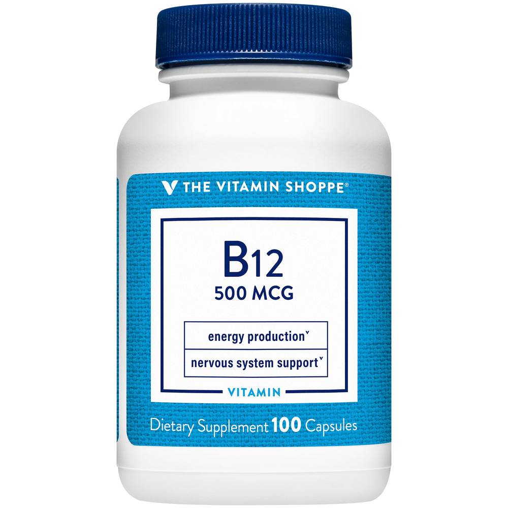 Vitamin B12 - Energy Production & Nervous System Support - 500 Mcg (100 Capsules)