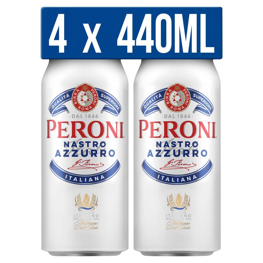 Peroni Nastro Azzurro Beer (4 x 440ml)