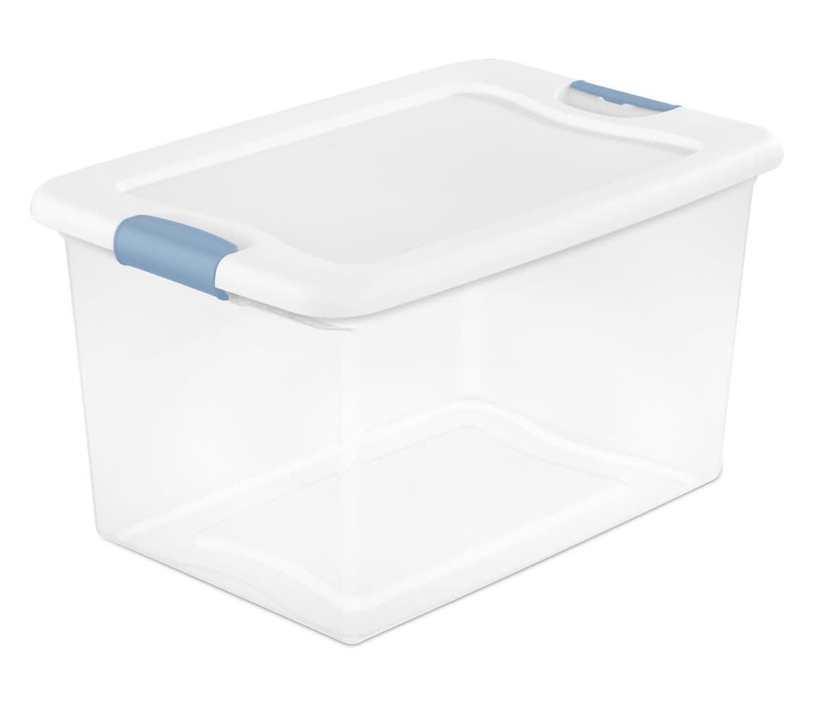 Sterilite 64 Qt Clear/White Latch Storage Box 13-1/2 In. H X 23-3/4 In. W X 16 In. D Stackable