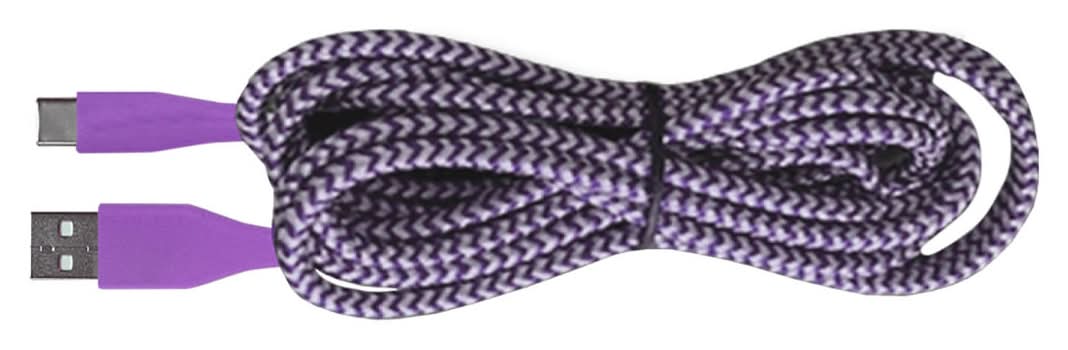 Wireless Gear Usb-C To Usb-A Fabric Cable, 6 ft, Purple-White