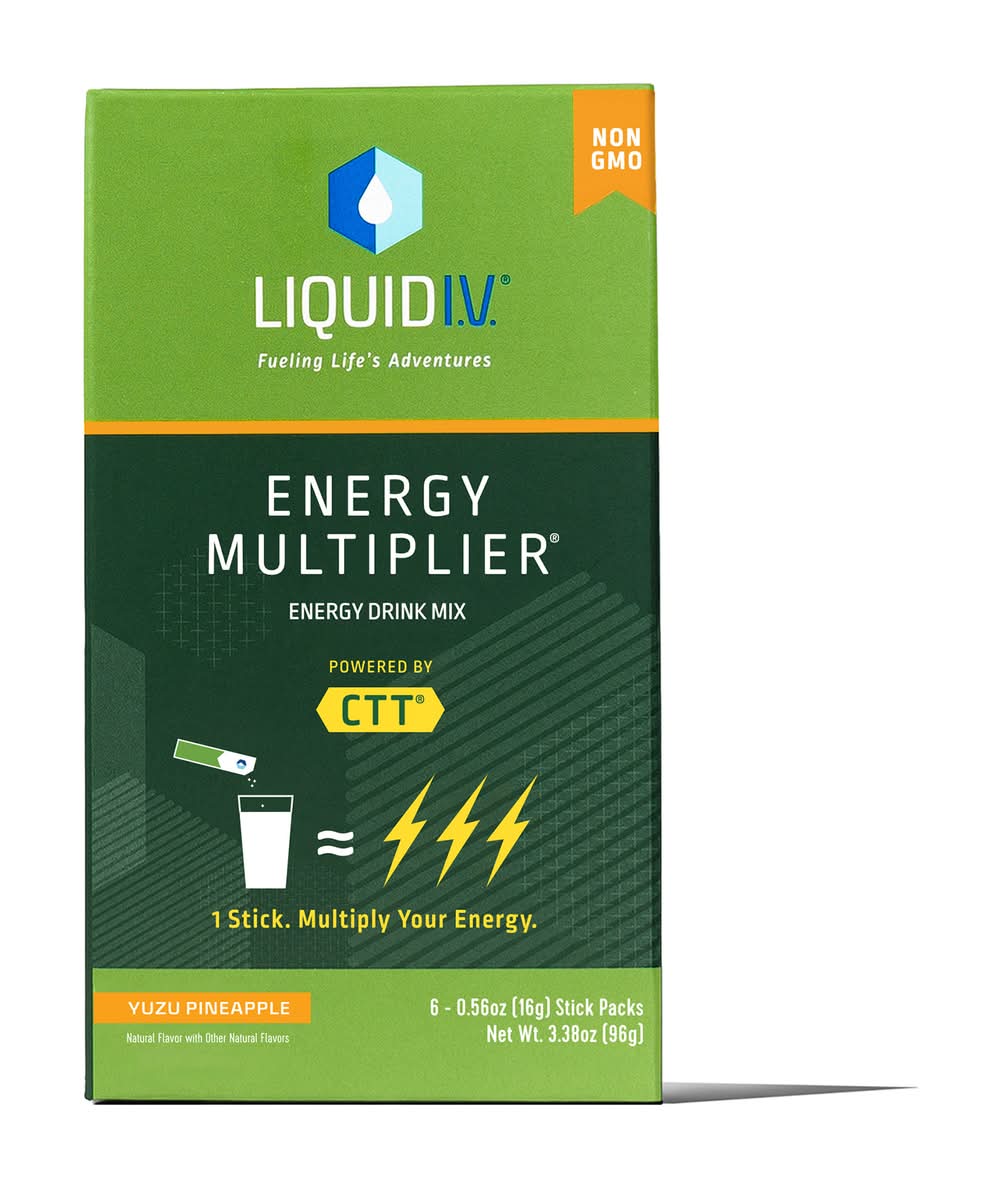 Liquid I.V. Energy Multiplier Powder Drink Sticks, Pineapple (3.38 oz, 6 ct)