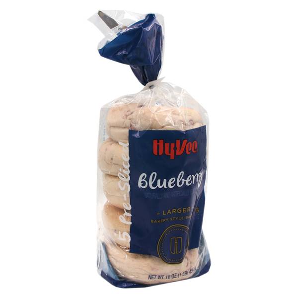 Hy-Vee Blueberry Bagels Bakery Style Larger Pre Sliced