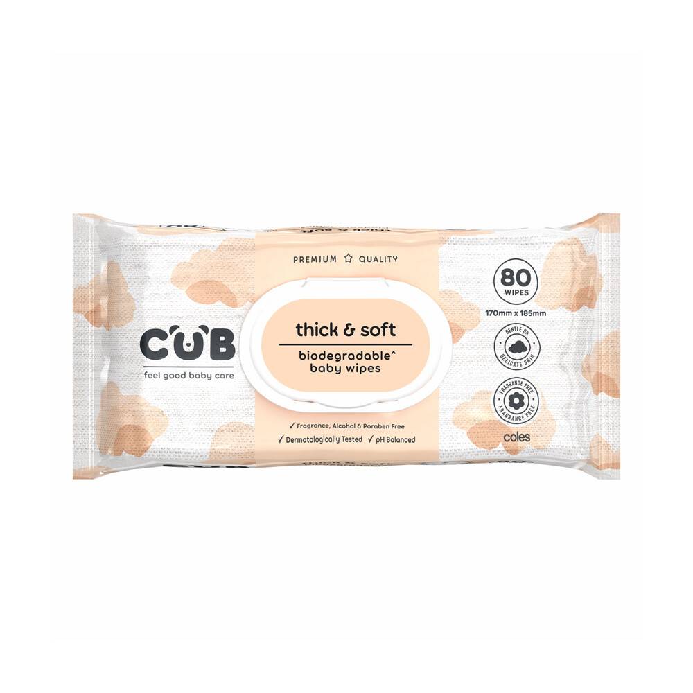 Cub Gentle Care Premium Thick & Soft Fragrance Free Baby Wipes 80 pack