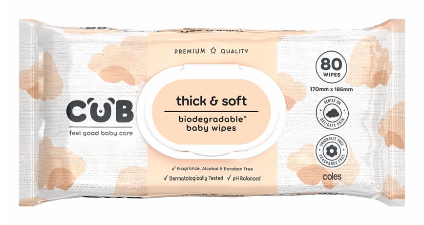 CUB Premium Thick & Soft Fragrance Free Baby Wipes (80 pack)