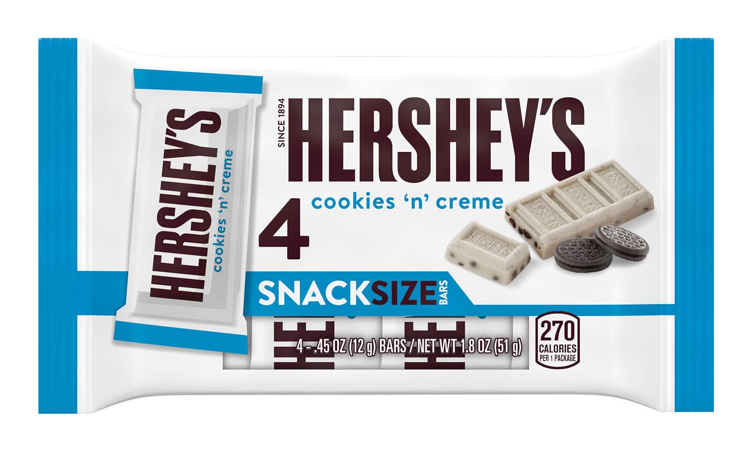 Hershey's Candy Bars, Cookies 'N' Creme (4 x 0.45 oz)
