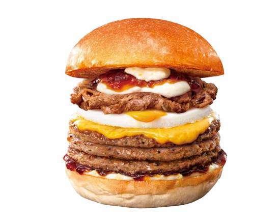 【単品】キング牛カルビ 和風半熟月見絶品チーズバーガーKing Japanese-Style Ultimate Cheeseburger with Beef Kalbi and Soft-Boiled Egg