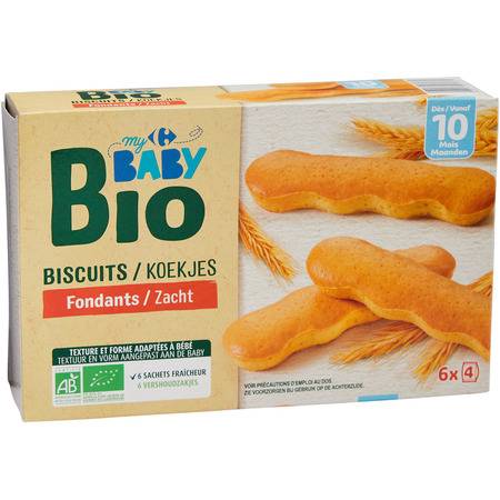 Carrefour Baby - Biscuits bébé bio fondants dès 10 mois (24 pièces)