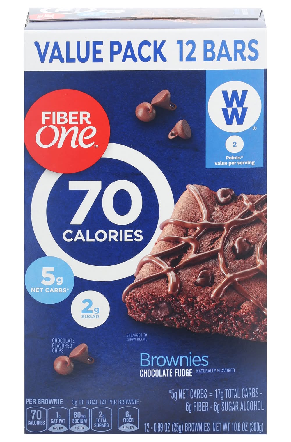 Fiber One 70 Calories Brownies Value pack, Chocolate Fudge (12 x 0.89 oz)